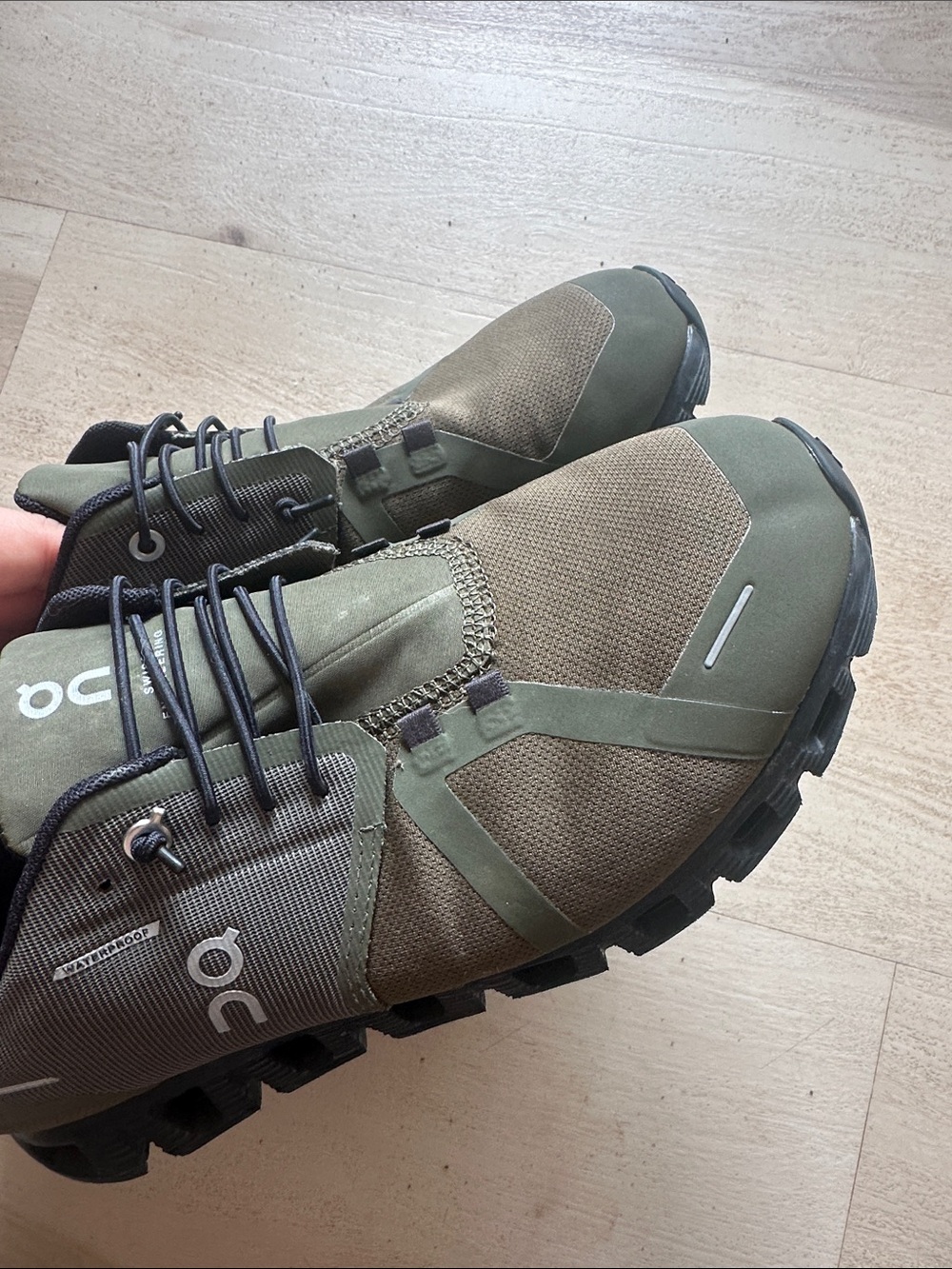 On Cloud Men’s Athletic Shoes in Olive Green and Black - Picture 2 of 7